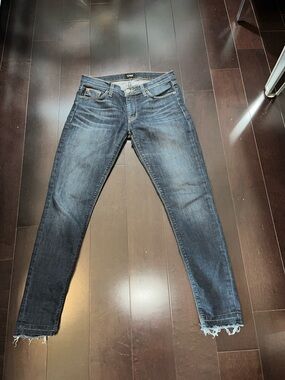 Hudson Jeans Men's Indigo Skinny Jeans with Frayed Hem